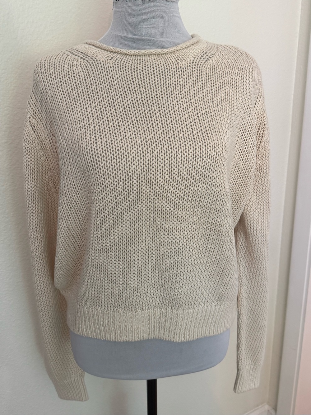 Polo Ralph Lauren NWT Classic Cotton and Linen Sweater in Chic Cream